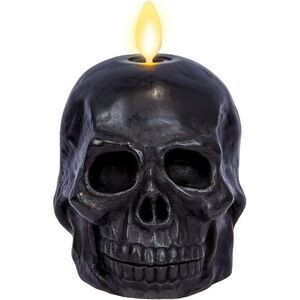 Luminara Flameless Small Skeleton Skull Figural LED Candle, 3.75"x4.25" - Black